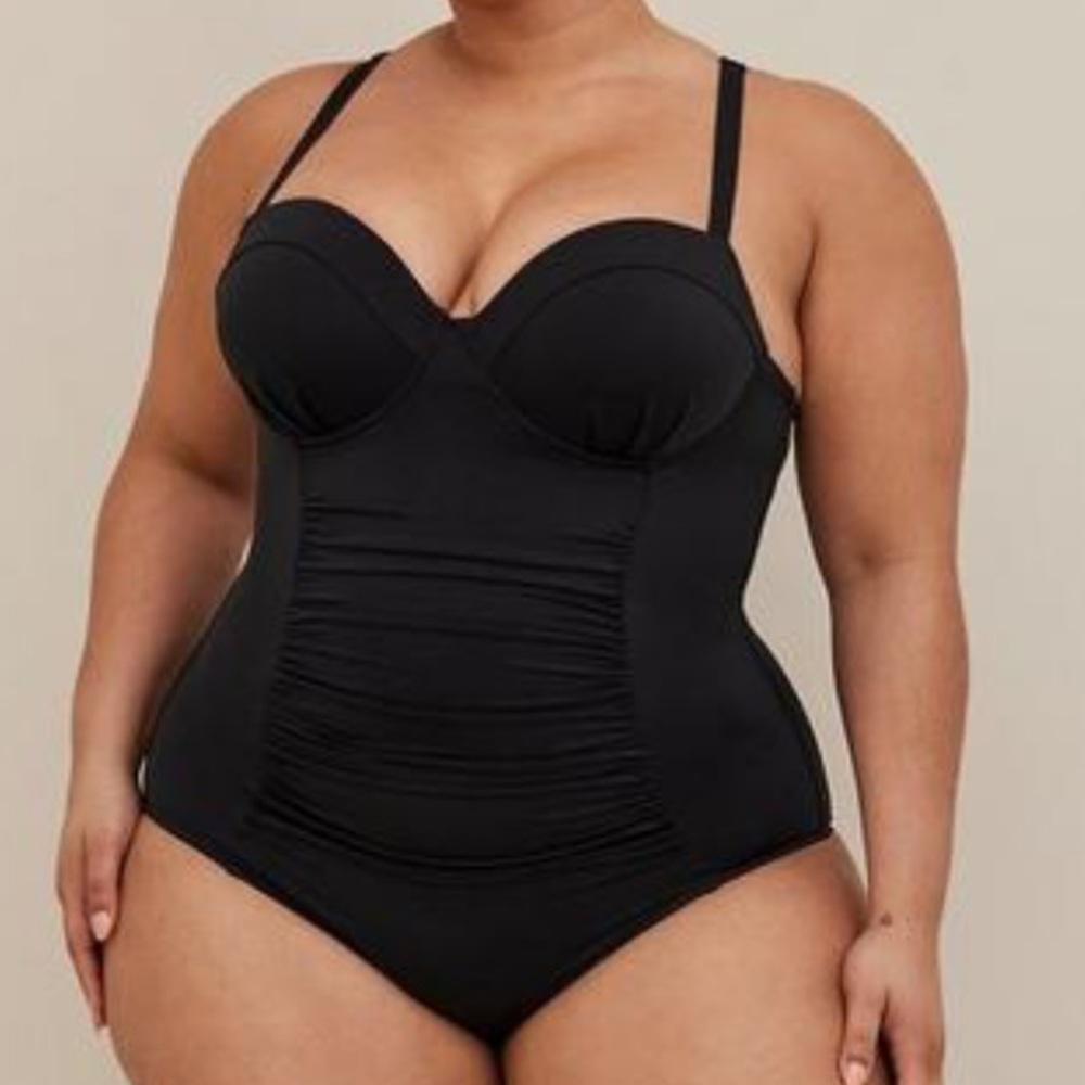 Torrid Slim Fix Underwire Push Up Strappy Back One Piece Swimsuit 00 M|10
